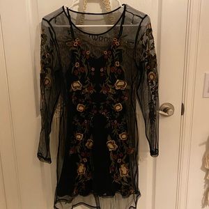 Floral embroidered dress and slip.